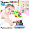 imagePicassoTiles PT49 Kids 49Key Flexible RollUp Educational Electronic Digital Music Piano Keyboard wRecording Feature 8 Different Tones 6 Educational Demo Songs ampamp Buildin Speaker  Rainbow49KeyColor