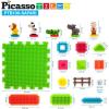imagePicassoTiles PTB100 100pcs Hedgehog Shape 3D Building Blocks Tiles Farm Theme Set Learning Playset STEM Toy Set Educational Kit Child Branin Development Preschool Kindergarten ToySafari Theme