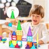 imagePicasssoTiles 72 Piece Magnetic Building Tiles Castle Winter Ice Theme Construction Magnet Block Set with Princess Prince Character Stairs Windows Doors STEM Learning Educational Toy Kids Ages 3 PT72101PC wCarBag