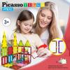 imagePicasssoTiles 72 Piece Magnetic Building Tiles Castle Winter Ice Theme Construction Magnet Block Set with Princess Prince Character Stairs Windows Doors STEM Learning Educational Toy Kids Ages 3 PT72Mirror 12PC