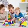 imagePicasssoTiles 72 Piece Magnetic Building Tiles Castle Winter Ice Theme Construction Magnet Block Set with Princess Prince Character Stairs Windows Doors STEM Learning Educational Toy Kids Ages 3 PT72152PC