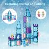 imagePicasssoTiles 72 Piece Magnetic Building Tiles Castle Winter Ice Theme Construction Magnet Block Set with Princess Prince Character Stairs Windows Doors STEM Learning Educational Toy Kids Ages 3 PT72Winter Ice