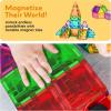 imagePicasssoTiles 72 Piece Magnetic Building Tiles Castle Winter Ice Theme Construction Magnet Block Set with Princess Prince Character Stairs Windows Doors STEM Learning Educational Toy Kids Ages 3 PT72152PC