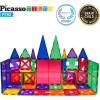 imagePicasssoTiles 72 Piece Magnetic Building Tiles Castle Winter Ice Theme Construction Magnet Block Set with Princess Prince Character Stairs Windows Doors STEM Learning Educational Toy Kids Ages 3 PT7282PC