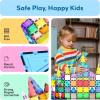 imagePicasssoTiles 72 Piece Magnetic Building Tiles Castle Winter Ice Theme Construction Magnet Block Set with Princess Prince Character Stairs Windows Doors STEM Learning Educational Toy Kids Ages 3 PT72152PC