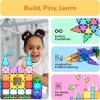imagePicasssoTiles 72 Piece Magnetic Building Tiles Castle Winter Ice Theme Construction Magnet Block Set with Princess Prince Character Stairs Windows Doors STEM Learning Educational Toy Kids Ages 3 PT72152PC