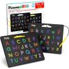 imagePicassoTiles 2in1 Magnetic Drawing Board Toy 12x10 inch Large Magnet Bead Tablet Pad with 2 Facings Alphabet STEM Free Style Educational Erasable ampamp Reusable Learning Writing Playboard in Black PTB04DualAlphabet