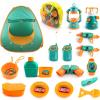 imagePicassoTiles PTC20 20 Piece Camping Gear Tools Adventure Set Including Walkie Talkie Camping Tent Binoculars Watch Compass ampamp Whistle Stove and Other Camp Tools