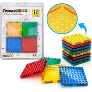 imagePicassoTiles 63 Pcs Magnetic Building Block Tiles with 2 Character Figures Construction Stacking STEM 3D Toy Set Creative Educational Learning Kit Magnet Montessori Playset for Kids ampamp Toddlers Ages 312pc addon1