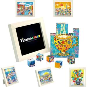 imagePicassoTiles 6in1 World Famous Painting Puzzles Magnetic Cubes ToyBuildingBlock Spain Park Guell Paris Eiffel Tower Greece Santorini ampamp More for Kid Educational Art for Boys and Girls