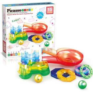 imagePicassoTiles 70 PCs Marble Run Maze Race Track Magnetic Tiles Magnet Building Block Educational Construction Toy Playset STEM Learning Kit Child Brain Development Hand Eye Coordination Training PTG70PTG01
