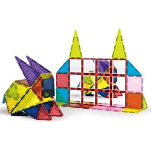 imagePicasssoTiles 72 Piece Magnetic Building Tiles Castle Winter Ice Theme Construction Magnet Block Set with Princess Prince Character Stairs Windows Doors STEM Learning Educational Toy Kids Ages 3 PT72Mirror 12PC