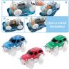 imagePicassoTiles 150PC Magnetic Race Car Track  3 LED Light Up Truck Cars  6PC Expansion Ramp Tiles Mega Bundle STEAM Learning Enhance Construction Skills HandEye Coordination and Fine Motor Skills