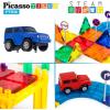 imagePicassoTiles 30PC Magnetic Race Car Track  2PC LED Light Up Truck Cars Fun ampamp Creative Playset STEAM Learning Enhance Construction Skills HandEye Coordination and Fine Motor Skills Toy Gift Idea