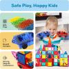 imagePicassoTiles 2 Piece Car Mini Truck Construction Kit Toy Set Vehicle for Magnetic Blocks Building Tile Sensory Magnet Toys Bricks STEM ampamp Learning Educational School Puzzle Girls Boys Toddlers Ages 3Red  Blue