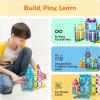imagePicassoTiles 50PC Nano Magnetic Tile Travel Toy Construction Building Blocks Playset with Storage Case STEM Montessori Classroom Learning Magnet Tiles Stacking Toys for Toddlers Girls Boys Age 3 PN0248pcs Mini With Windows and Doors