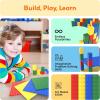 imagePicassoTiles Building Blocks Classic Brick 28PC Stackable Platform Foundation Base Plate Multi Color Set for Build Block Bricks Compatible with All Major Brands STEM Construction Kit Kids Age 3 PBS03Classic Brick 28pc