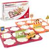 imagePicassoTiles 60pc Race Car Track Builder Set Rotating Reversible Racetracks with School Bus Toy Vehicle and Accessories STEM Learning Construction Building Playset for Toddler Boys Girls Ages 3 PTR2160pc Race Car