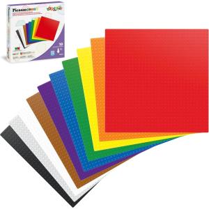 imagePicassoTiles Building Blocks Classic Brick 28PC Stackable Platform Foundation Base Plate Multi Color Set for Build Block Bricks Compatible with All Major Brands STEM Construction Kit Kids Age 3 PBS03Brick Baseplate 10 Pack 10x10