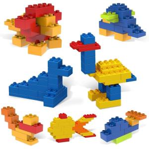 imagePicassoTiles Building Blocks Classic Brick 28PC Stackable Platform Foundation Base Plate Multi Color Set for Build Block Bricks Compatible with All Major Brands STEM Construction Kit Kids Age 3 PBS03Orange  Green  Yellow  Red  Dark Blue