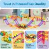 imagePicassoTiles 60pc Magnetic Tile Race Car Track Set STEM Construction Road Kit Building Blocks for Kids Toddlers Age 3 Plus Educational Travel Toy Sensory Preschool Learning for Boys and Girls PTMR6060pc Race Car Track Magnetic Tiles