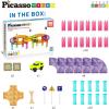 imagePicassoTiles 60pc Magnetic Tile Race Car Track Set STEM Construction Road Kit Building Blocks for Kids Toddlers Age 3 Plus Educational Travel Toy Sensory Preschool Learning for Boys and Girls PTMR6040pc Race Car Track Magnetic Tiles