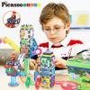imagePicassoTiles 650PCS Magnetic Marble Run Tiles and Brick Combo Magnet Tile Building Blocks Magnet Set with Character Action Figures Educational Preschool Learning Toys for Kids Toddlers Ages 3 PB650650pc combo