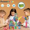 imagePicassoTiles 650PCS Magnetic Marble Run Tiles and Brick Combo Magnet Tile Building Blocks Magnet Set with Character Action Figures Educational Preschool Learning Toys for Kids Toddlers Ages 3 PB650650pc combo