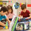 imagePicassoTiles Magnet Tile Toy Organizer Foldable City Theme Storage Bin Box with Lid and Handles Magnetic Tiles Building Blocks STEM Educational Pretend Play Playroom Toys Toddler Kids Ages 3 Up PTA33Foldable City Theme