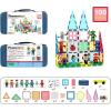 imagePicassoTiles Mega Magnetic Building Block 350 Piece Set Magnet Tile Construction Blocks with Car Base Character Figures Markers Whiteboard 110 Page Ideabook Included for Ages 3 Up STEM Learning101pcs With Case and Figures
