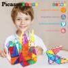imagePicassoTiles Mega Magnetic Building Block 350 Piece Set Magnet Tile Construction Blocks with Car Base Character Figures Markers Whiteboard 110 Page Ideabook Included for Ages 3 Up STEM Learning24 Pcs