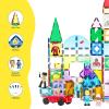 imagePicassoTiles Mega Magnetic Building Block 350 Piece Set Magnet Tile Construction Blocks with Car Base Character Figures Markers Whiteboard 110 Page Ideabook Included for Ages 3 Up STEM Learning350 Pcs With Car and Figures