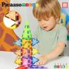 imagePicassoTiles Mega Magnetic Building Block 350 Piece Set Magnet Tile Construction Blocks with Car Base Character Figures Markers Whiteboard 110 Page Ideabook Included for Ages 3 Up STEM Learning24 Pcs