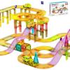 imagePicassoTiles 60pc Magnetic Tile Race Car Track Set STEM Construction Road Kit Building Blocks for Kids Toddlers Age 3 Plus Educational Travel Toy Sensory Preschool Learning for Boys and Girls PTMR6060pc Race Car Track Magnetic Tiles