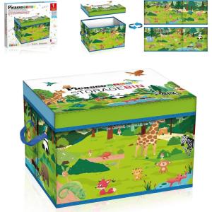 imagePicassoTiles Magnet Tile Toy Organizer Foldable City Theme Storage Bin Box with Lid and Handles Magnetic Tiles Building Blocks STEM Educational Pretend Play Playroom Toys Toddler Kids Ages 3 Up PTA33Forest Animal Theme