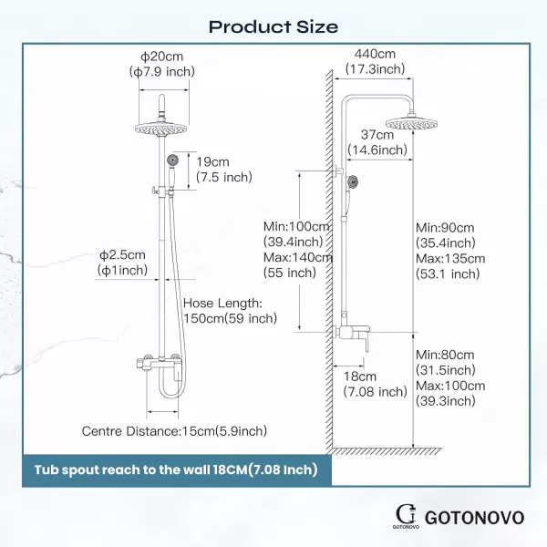 imageMatte Black Exposed Shower System Set 8 Rain Shower Single HandleTriple Function Tub Spout Shower Faucet Fixture Combo Unit SetCircle