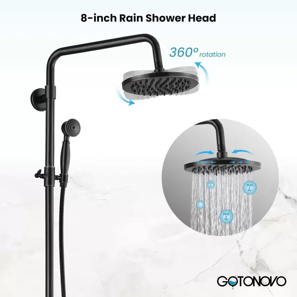 imageOil Rubbed Bronze Shower Set 8Inch Rainfall Shower Head Sinlge handle Shower Faucet Kit with Hand Held Spray High End Luxury