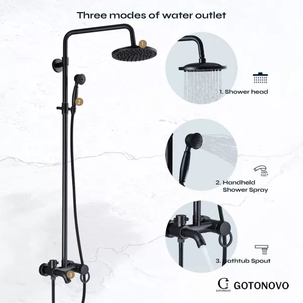 imageOil Rubbed Bronze Shower Set 8Inch Rainfall Shower Head Sinlge handle Shower Faucet Kit with Hand Held Spray High End Luxury