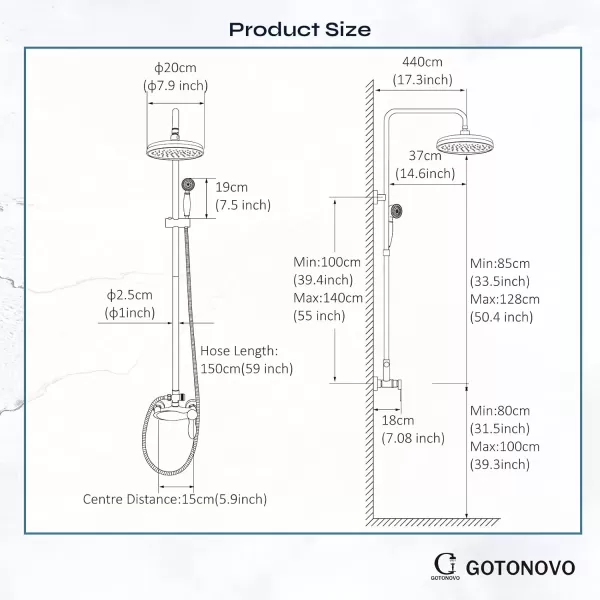 imagePolish Chrome Shower Fixture System Shower Faucet Set 8 Inch Round Rainfall Shower Head Exposed Single Handle Dual Function