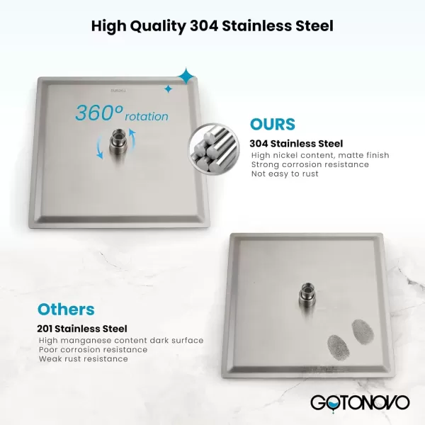 imagegotonovo 10 Rain Shower Faucet System Rainfall Shower Head with Handheld Sprayer Waterfall Tub Spout Wall Mounted Mixer Combo Roughin Valve and Trim Included 79 Inch Wide Spout Brushed NickelBrushed Nickel
