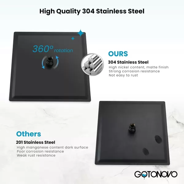 imagegotonovo 10 Rain Shower Faucet System Rainfall Shower Head with Handheld Sprayer Waterfall Tub Spout Wall Mounted Mixer Combo Roughin Valve and Trim Included 79 Inch Wide Spout Brushed NickelMatte Black