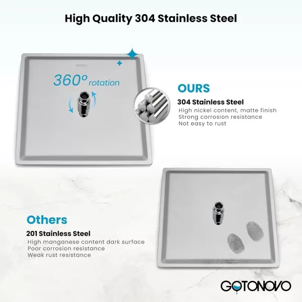 imagegotonovo 10 Rain Shower Faucet System Rainfall Shower Head with Handheld Sprayer Waterfall Tub Spout Wall Mounted Mixer Combo Roughin Valve and Trim Included 79 Inch Wide Spout Brushed NickelPolished Chrome