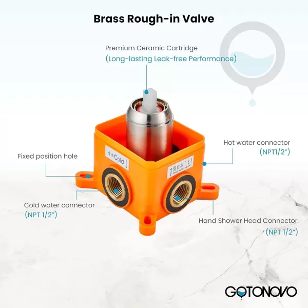 imagegotonovo 10quot Rain Shower System Brushed Nickel Luxury High Pressure Shower Head Bathroom Shower Faucet Set Roughin Valve and Shower Trim IncludedBrushed Nickel