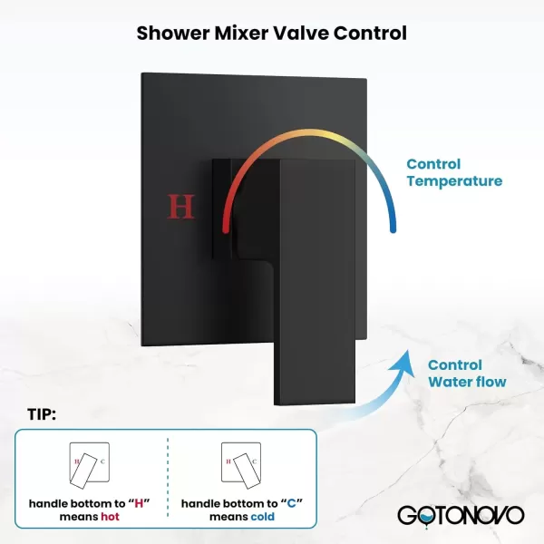 imagegotonovo 10quot Rain Shower System Brushed Nickel Luxury High Pressure Shower Head Bathroom Shower Faucet Set Roughin Valve and Shower Trim IncludedMatte Black