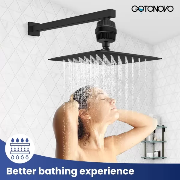 imagegotonovo 20 Stage Shower Head Filter for Hard WaterShower Filter with 2 Replaceable Cartridges High Pressure Shower Water Filter Removes Odors and Impurities Matte BlackMatte Black