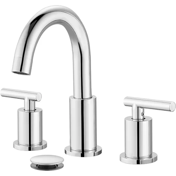 imagegotonovo 3 Hole 2 Handles Lavatory Basin Bathroom Sink Faucet with Pop Up Drain with Hot and Cold Mixer Valves 8 Inch Widespread Bathroom Faucet Matte Black ampamp GoldPolish Chrome