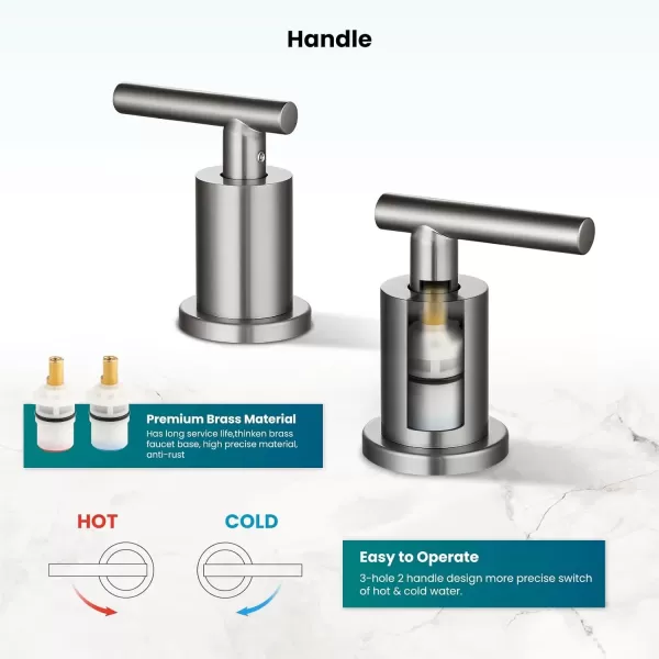 imagegotonovo 3 Hole 2 Handles Lavatory Basin Bathroom Sink Faucet with Pop Up Drain with Hot and Cold Mixer Valves 8 Inch Widespread Bathroom Faucet Matte Black ampamp GoldBrushed Nickel