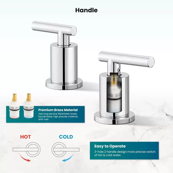 imagegotonovo 3 Hole 2 Handles Lavatory Basin Bathroom Sink Faucet with Pop Up Drain with Hot and Cold Mixer Valves 8 Inch Widespread Bathroom Faucet Matte Black ampamp GoldPolish Chrome