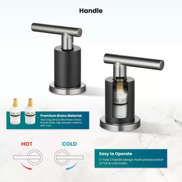 imagegotonovo 3 Hole 2 Handles Lavatory Basin Bathroom Sink Faucet with Pop Up Drain with Hot and Cold Mixer Valves 8 Inch Widespread Bathroom Faucet Matte Black ampamp GoldBlack  Brushed Nickel