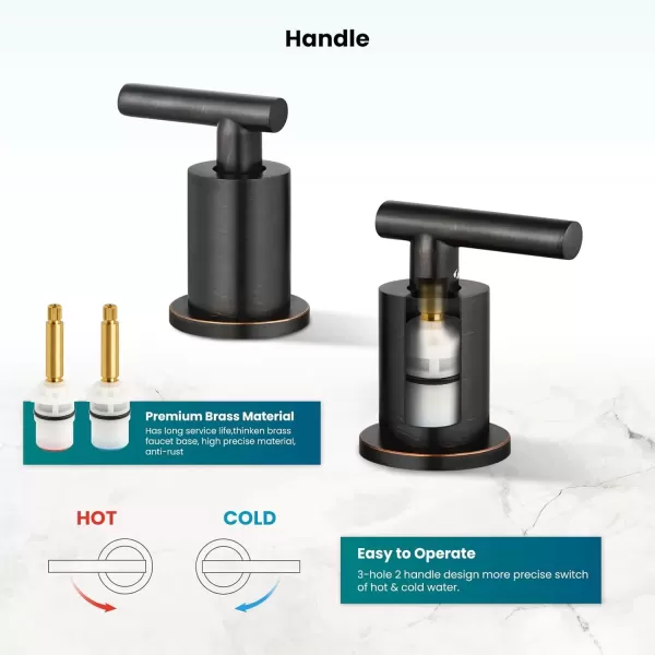 imagegotonovo 3 Hole 2 Handles Lavatory Basin Bathroom Sink Faucet with Pop Up Drain with Hot and Cold Mixer Valves 8 Inch Widespread Bathroom Faucet Matte Black ampamp GoldOil Rubbed Bronze